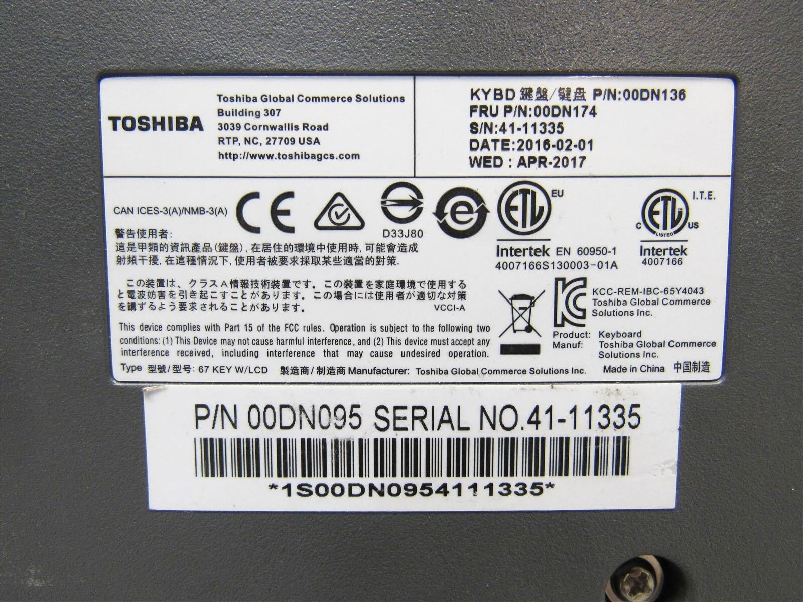 Toshiba IBM 67-Keys POS Keyboard With LCD Display FRU 00DN137 00DN175 00DN174 00DN096